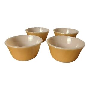 Vtg Fire-King Anchor Hocking #424 Copper Tint 6oz Custard Cups Set of 4 Scallop